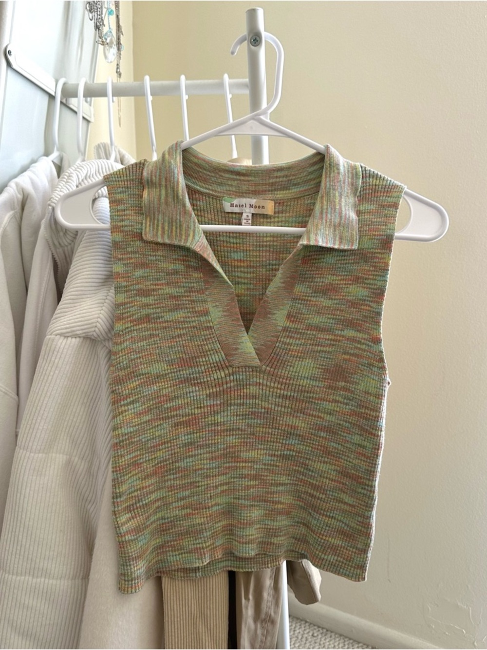 hazel moon sleeveless knit collared tank